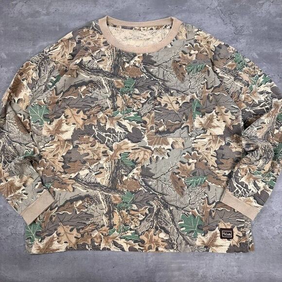 Vintage Walls Single Stitch Advantage Tree Leaf Camo Long Sleeve Pocket T Shirt - Picture 1 of 7